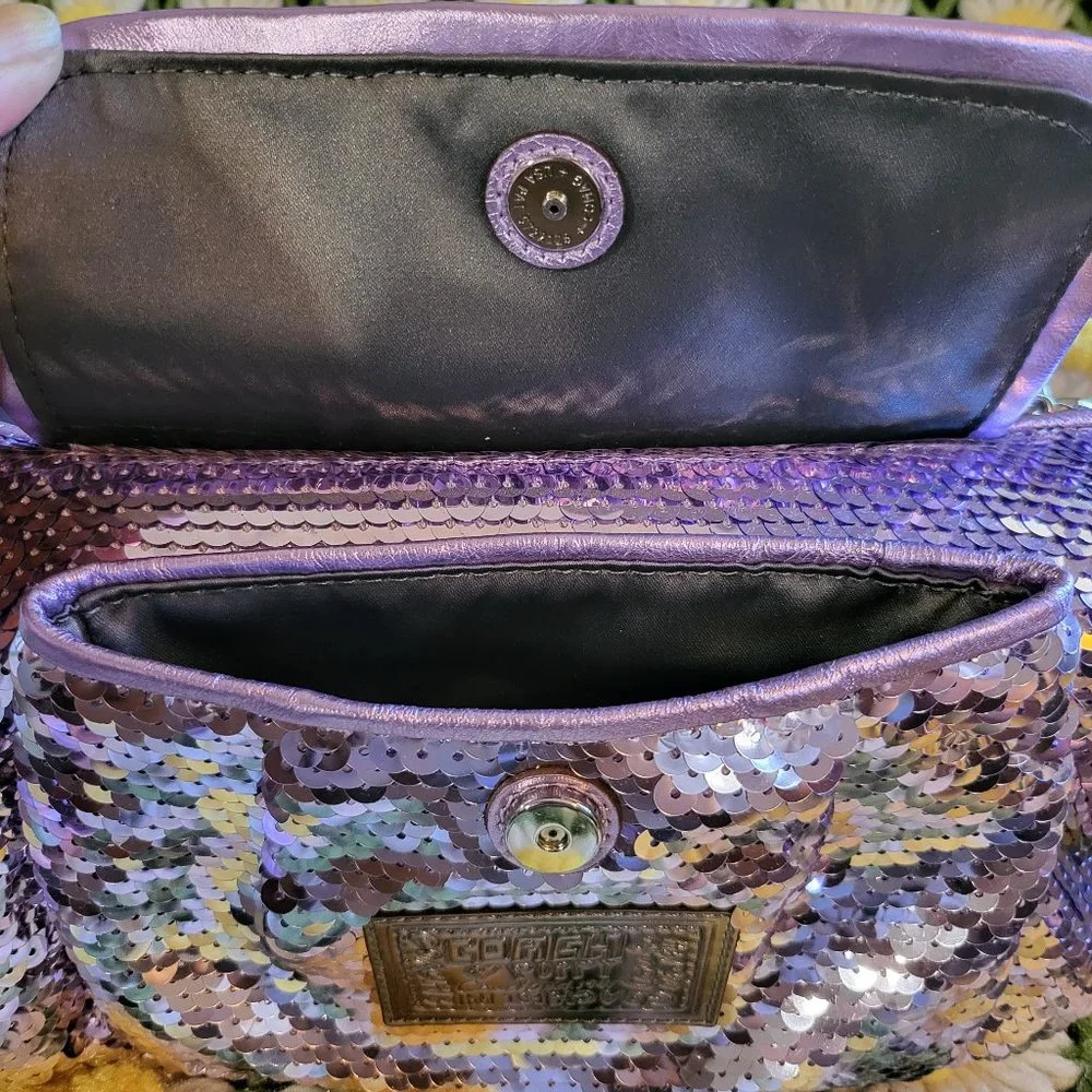 Coach Poppy Purple Sequin Bag - Picture 12 of 16